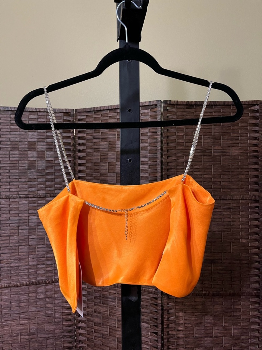 New Meshki Dayana Satin Diamante Skirt Set Mandarin Orange – Size Small - Picture 6 of 16